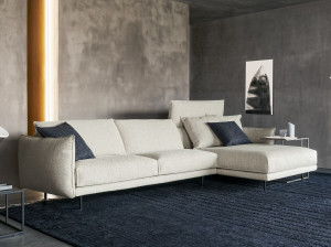 Секционный тканевый диван с полуостровом