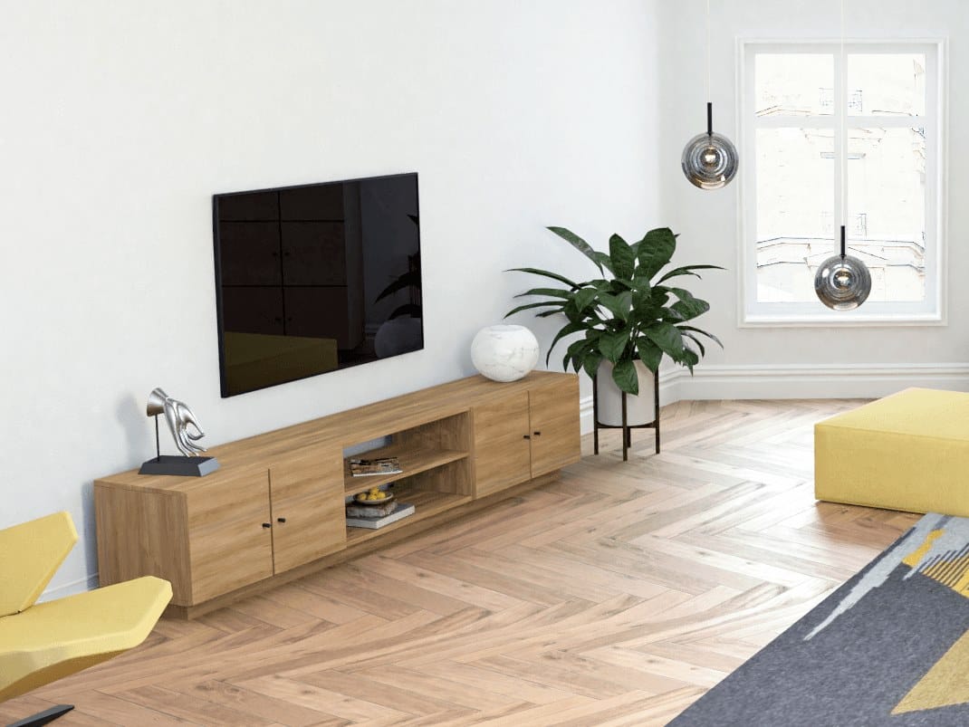 Низкий многослойный ТВ-шкаф с распашными дверцами Radis Квадратная ARCH-00037778 - Вид №2