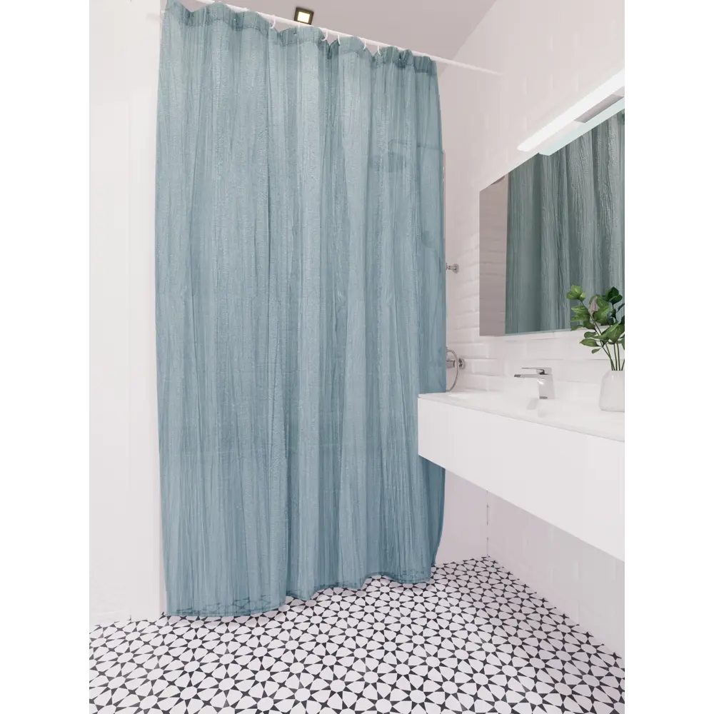 Штора для ванной Raindrops Tafta Crash 180x200 см полиэстер цвет синий STLM-2150601