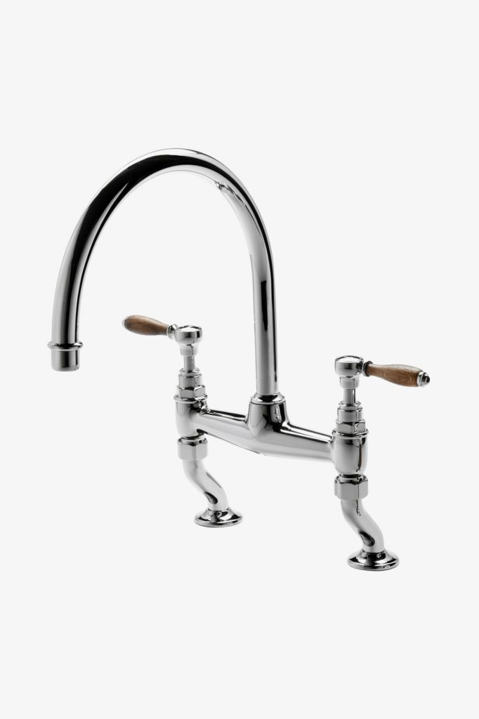 EAKM15 Смеситель для кухни с гусиной шеей Easton Vintage с двумя отверстиями, дубовые ручки Waterworks 