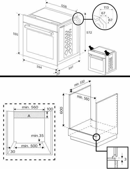 9241417 Электрический духовой шкаф Hotpoint HFE8 921 H BL черный STDN-0007531 - Вид №3