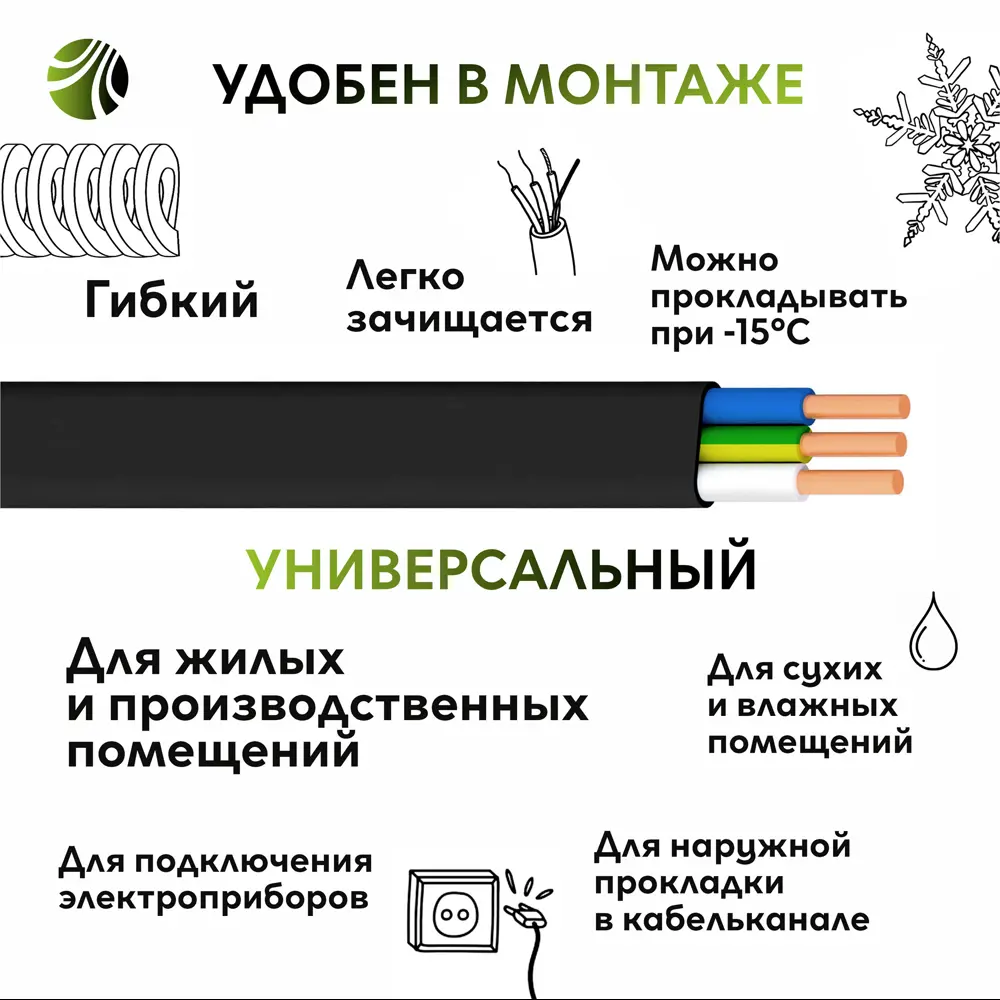 Кабель Ореол ВВГпнг(A)-LS 3x1.5 50 м ГОСТ 14423910 STLM-2080366  - Вид №2