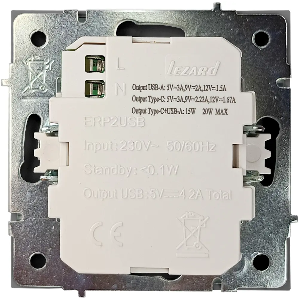 Розетка Lezard Zima с USB Type-C для быстрой зарядки устройств 89398396 STLM-1574002 - Вид №4
