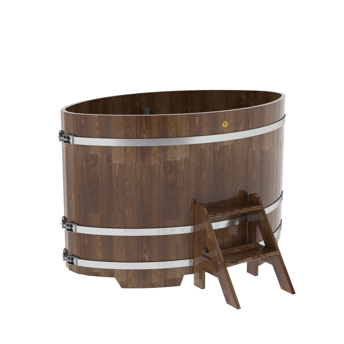 1531 Купель овальная из сращенных ламелей лиственницы 1,02х1,68х1,1 морёная Alyarus 