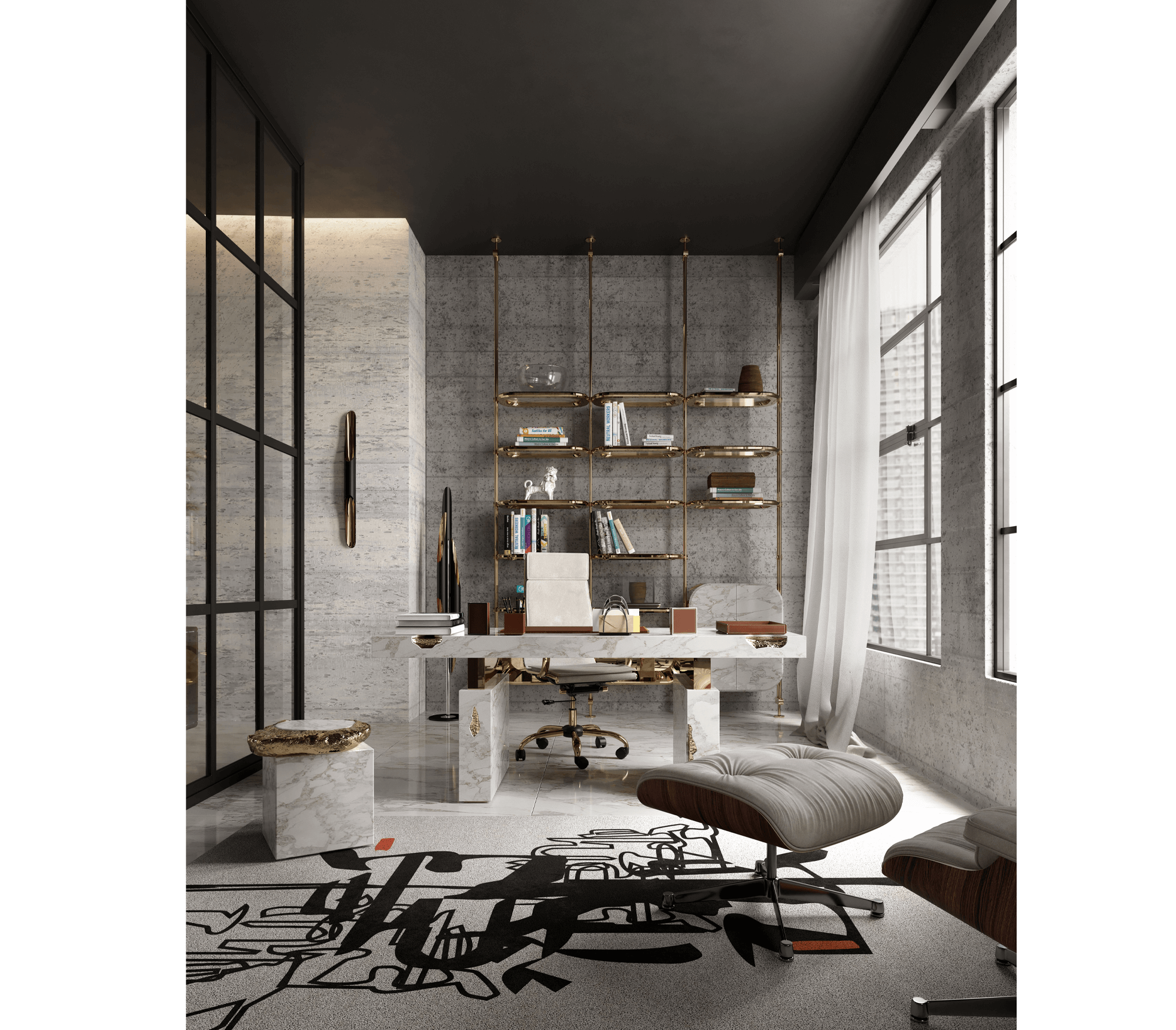 0-014 Рабочий стол Empire Nero Marquina Boca Do Lobo  - Вид №2