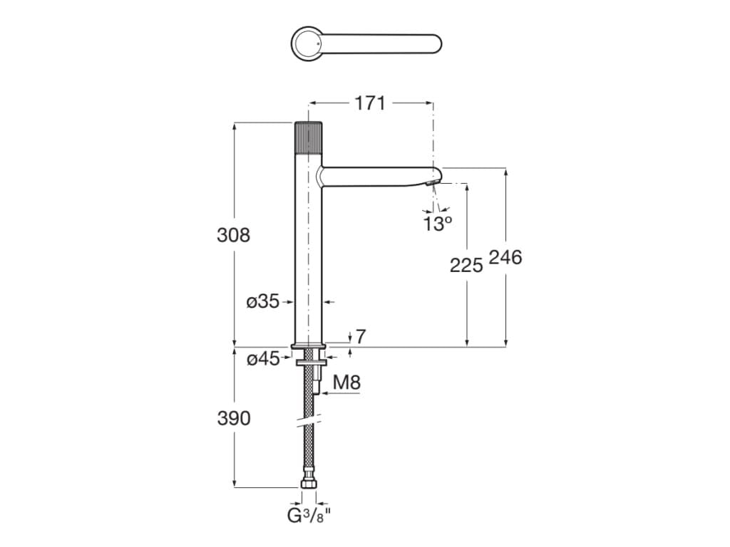 Высокий смеситель для раковины без слива Roca Nu ARCH-00094444 - Вид №14