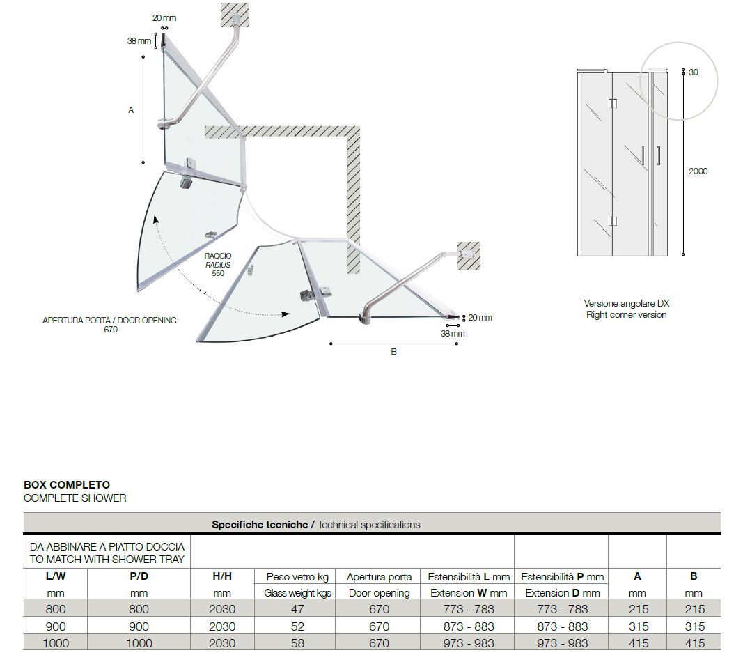 Полукруглая душевая кабина из алюминия и стекла с распашной дверью TAMANACO TVB61 ARCH-00105801 - Вид №4