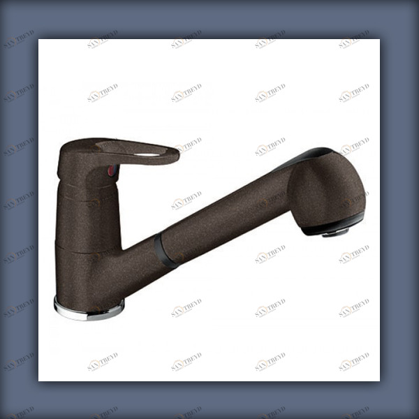 Кухонный смеситель с выдвижным изливом кофе Wega Blanco  514949