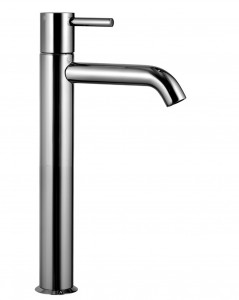 E806WF  Смеситель для раковины на 1 отверстие, высокий изливвылет 14,5 см ручка ограничитель потока воды до 5 л/мин при 3 бар подводка без донного клапана Fantini Rubinetti NOSTROMO НЕРЖАВЕЮЩАЯ СТАЛЬ