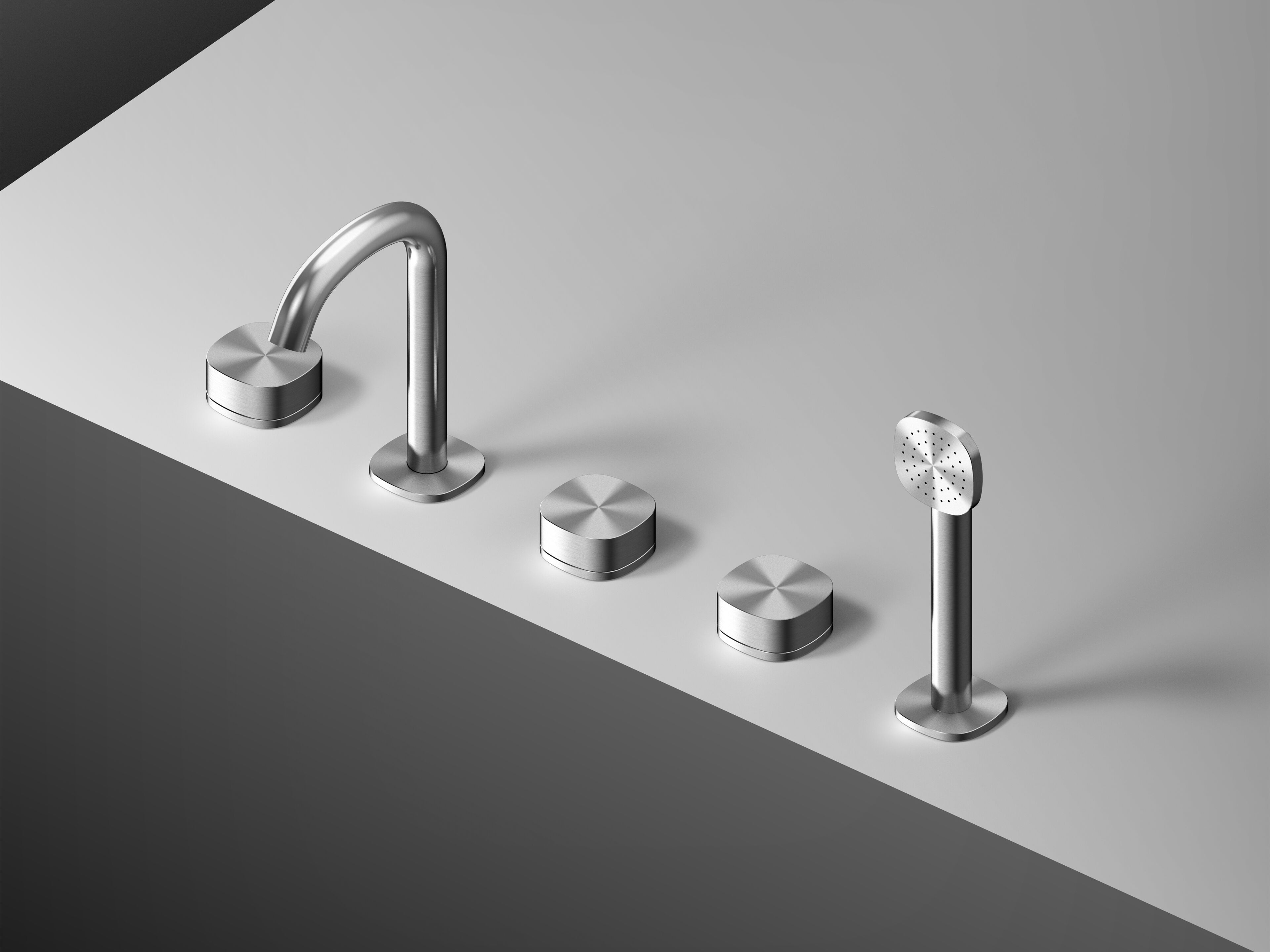 Смеситель для ванны с 5 отверстиями из нержавеющей стали с ручным душем Quadrodesign супер ARCH-00113162