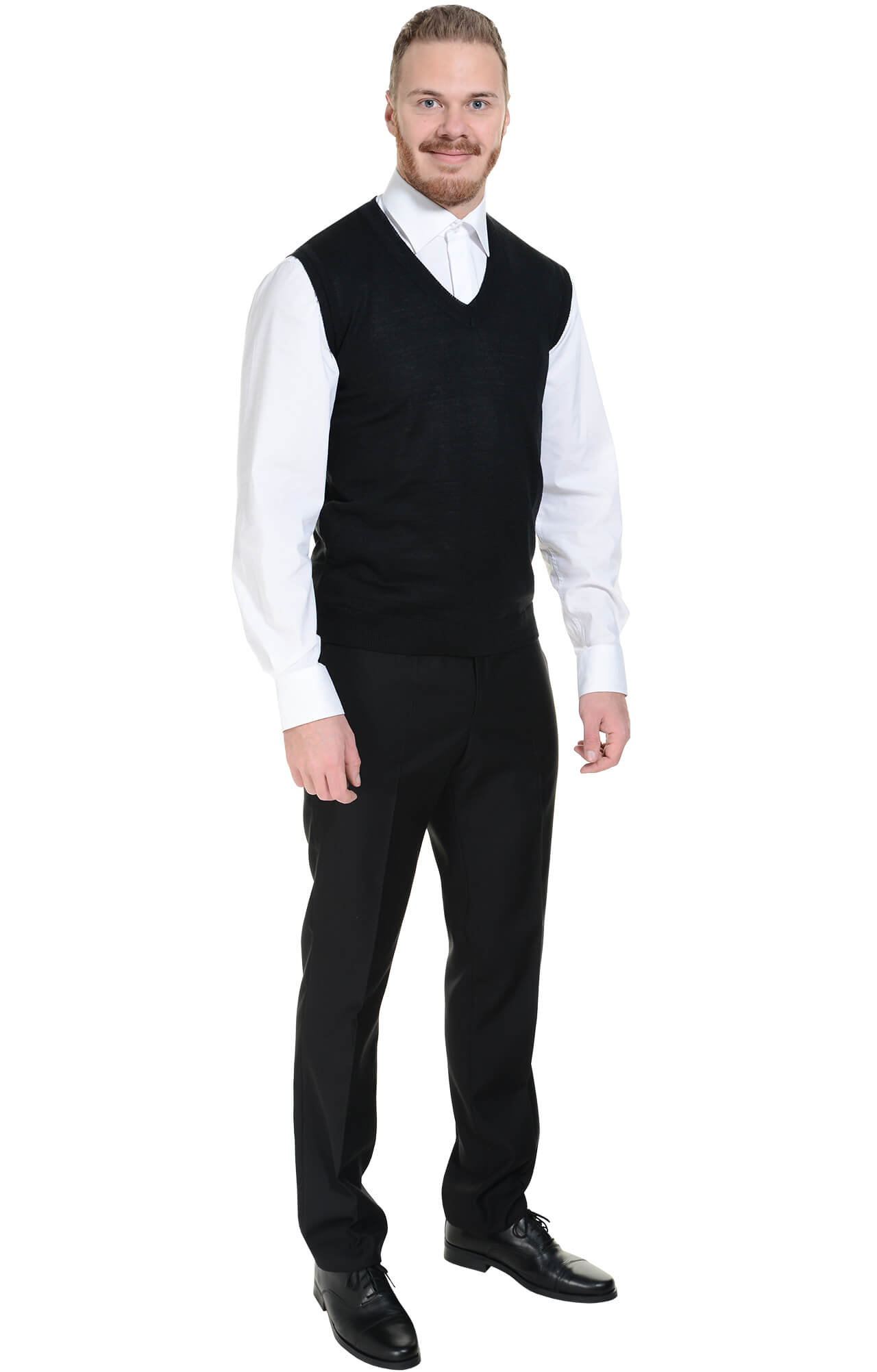 62398 Жилет трикотажный мужской цвет черный  Одежда для официантов  размер 44-46 Спецодежда  - Вид №7