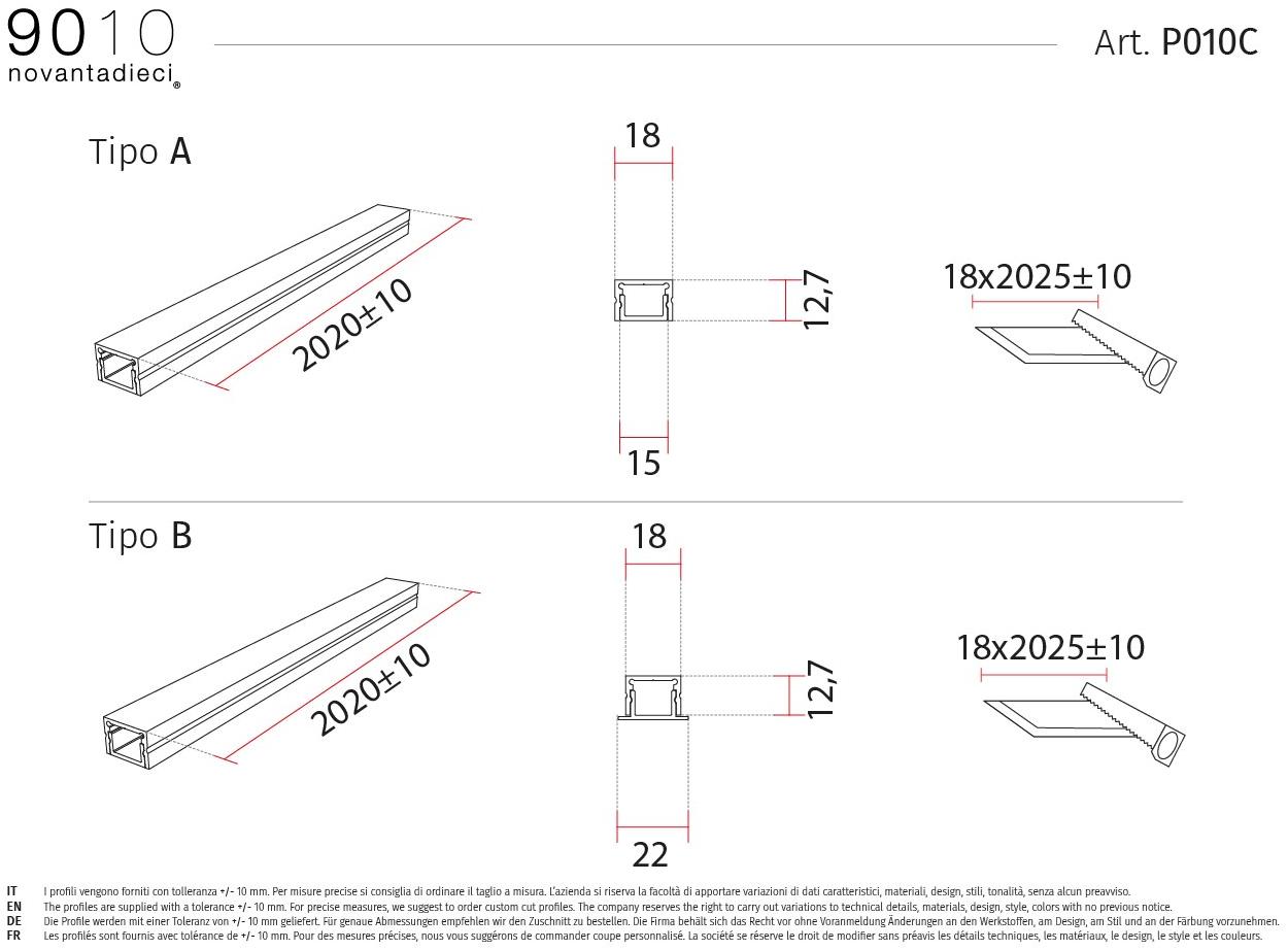 9010 novantadieci Линейный световой профиль из алюминия  P010  - Вид №4