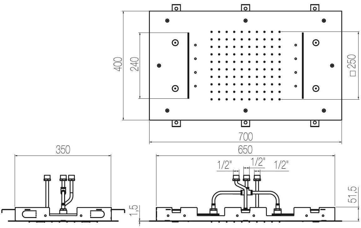 Radomonte Душевая лейка с водопадом из нержавеющей стали со струей тумана с хромотерапией  Pia8  - Вид №1