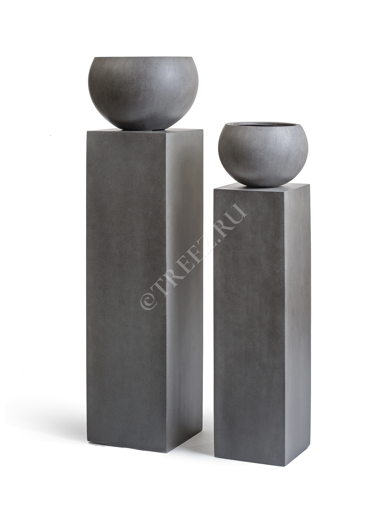 41.3318-02-018-GR-22 Кашпо  Effectory - серия Beton - Полусфера - Тёмно-серый бетон Цветочная коллекция  - Вид №6