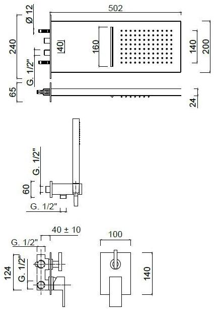 Rubinetteria Giulini Смеситель для душа одинарный с лейкой Pablolux F9813-3ks2 - Вид №1