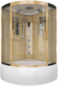 Душевая кабина NG-7744G (1200x1200х2150) высокий поддон стенки ЗОЛОТО