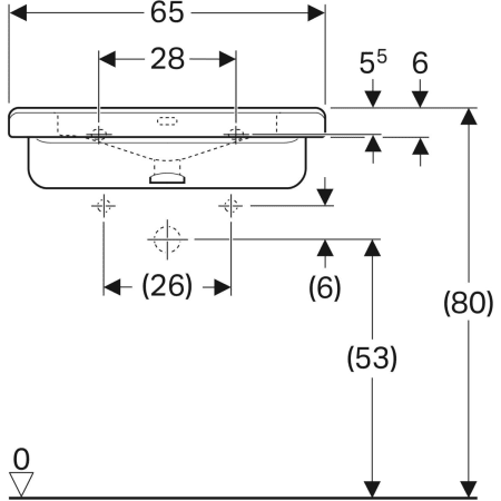 128667000 Раковина Geberit Renova Comfort Square, безбарьерная Geberit  - Вид №31