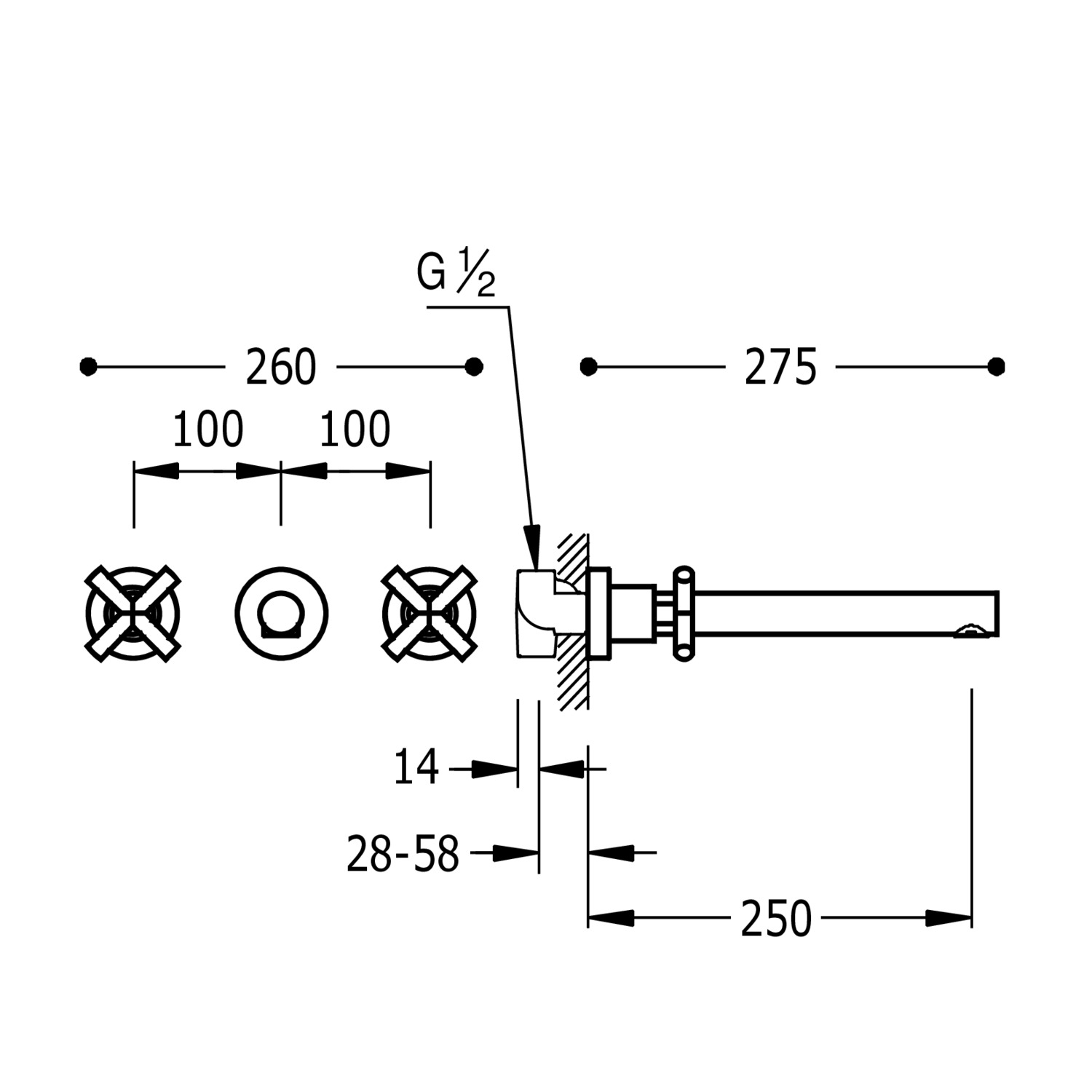 Скрытый смеситель для умывальника BIMAX-TRES с двумя ручками-163151 TRES  - Вид №1