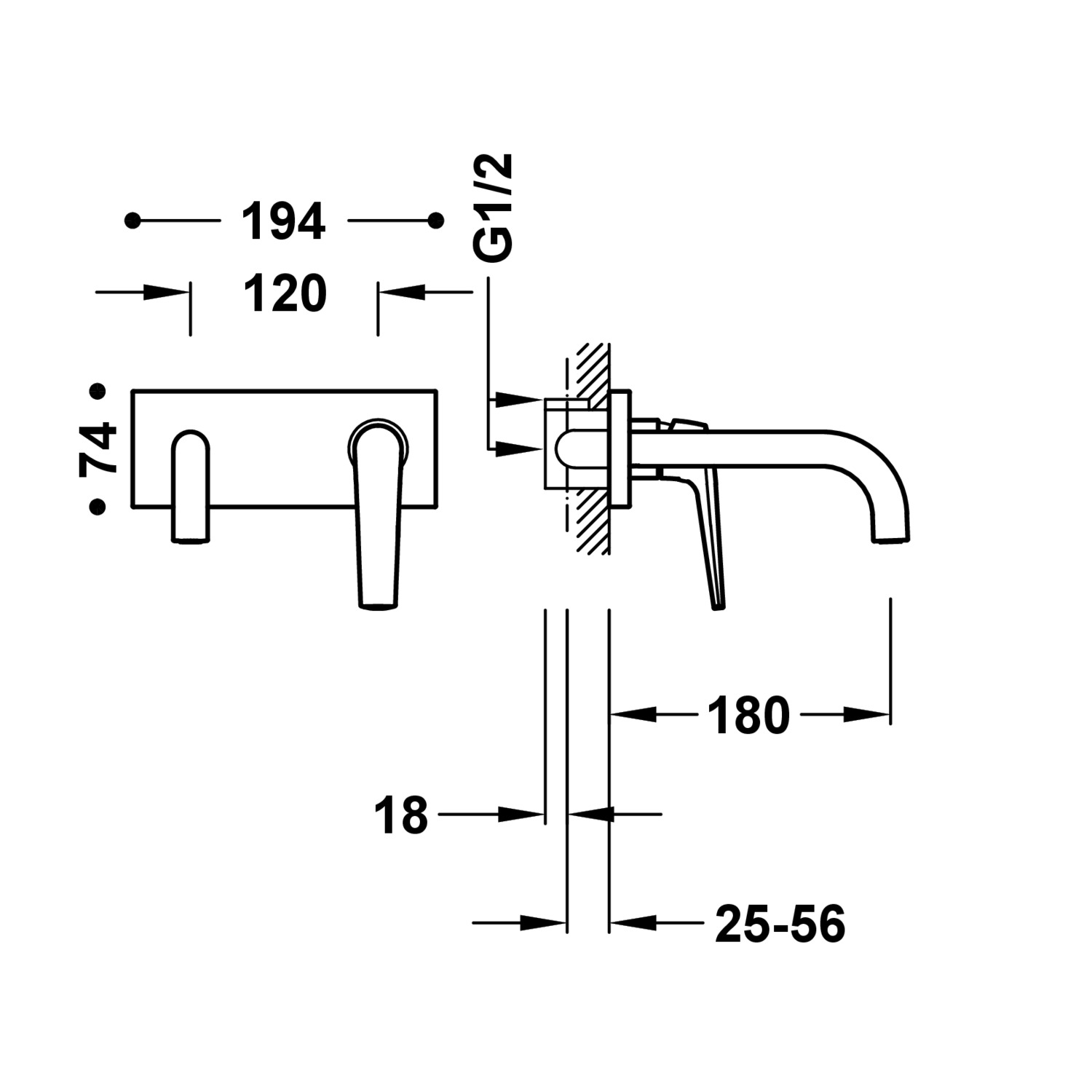 Скрытый смеситель для умывальника FUJI с одной ручкой-28130003 TRES - Вид №1