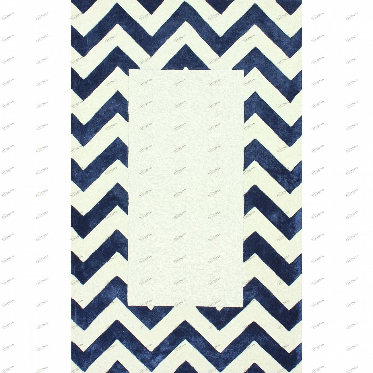Ковер Zig Zag синий с квадратом 300х400 DOLLY CAPRETS ДИЗАЙНЕРСКИЕ, ЗИГ ЗАГ 015189 Белый;синий 