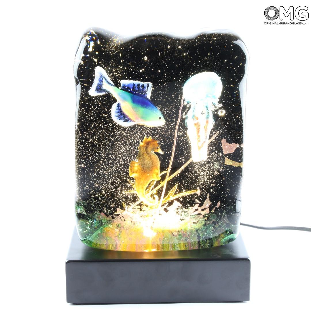 3071 ORIGINALMURANOGLASS Скульптура Аквариум-камень - светодиодная подсветка - муранское стекло OMG 25 см  - Вид №1