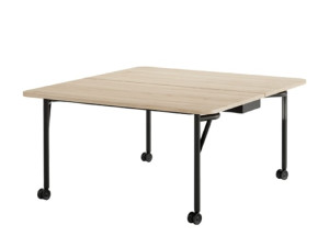 Деревянный квадратный складной стол на колесах