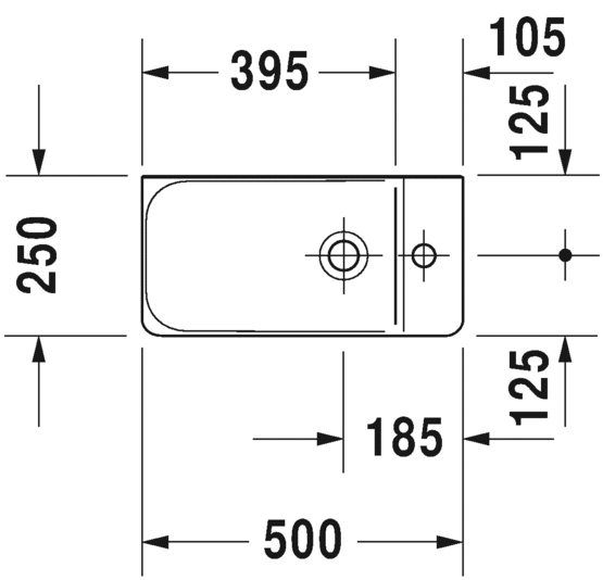 0715500070 Подвесная раковина настенная овальная Duravit P3 Comforts - Вид №1