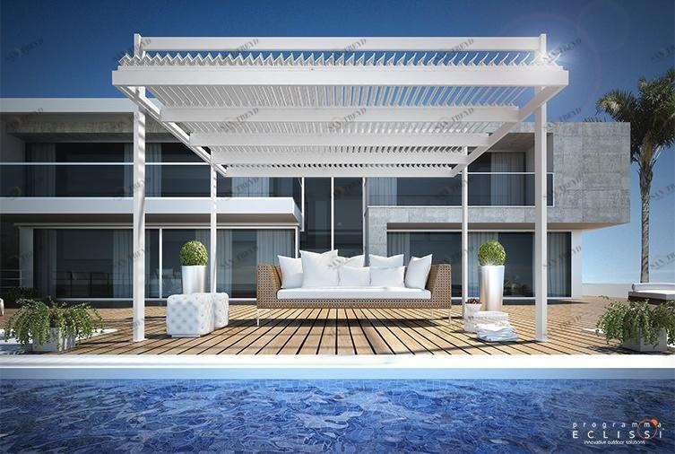 DIRELLO Алюминиевая пергола с регулируемыми жалюзи и подсветкой sun-id-1451350