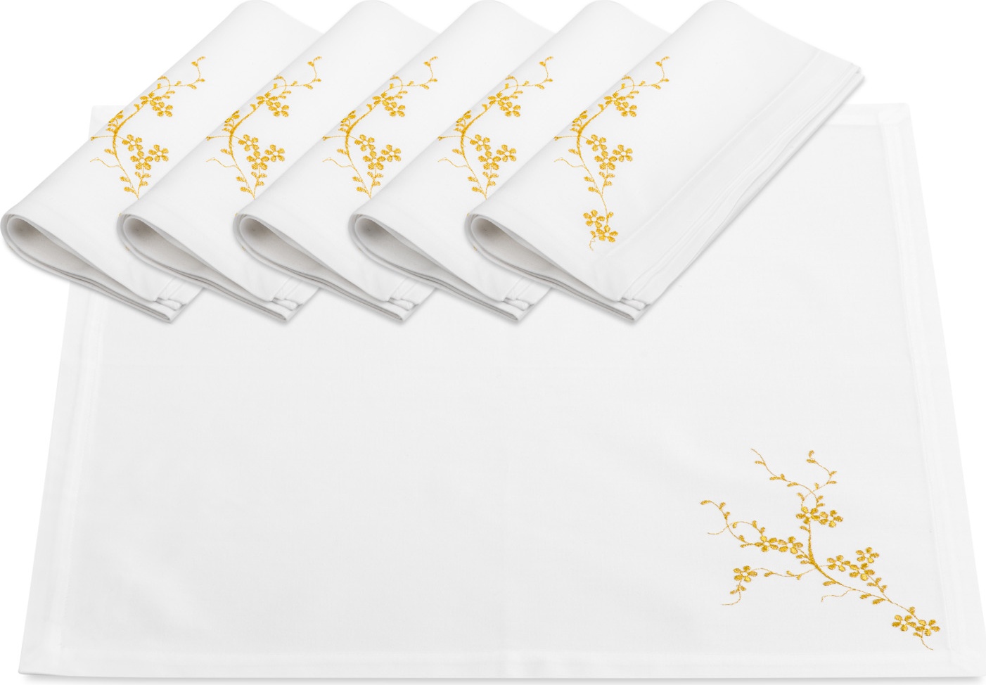10645784 Weissfee Набор салфеток Weissfee "Блум" 45х45см, 6шт, (белый с золотист.вышив.) Хлопок 