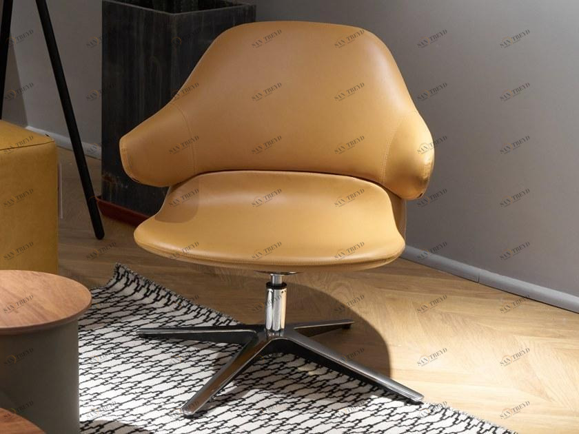 Grado Design Поворотное кожаное кресло с 4-мя спицами и подлокотниками Hug Hug-ch-01