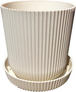 801-6 Горшок д/цветов с поддоном Le Gaufre D=11.5 1Л кремовый Цветочная коллекция