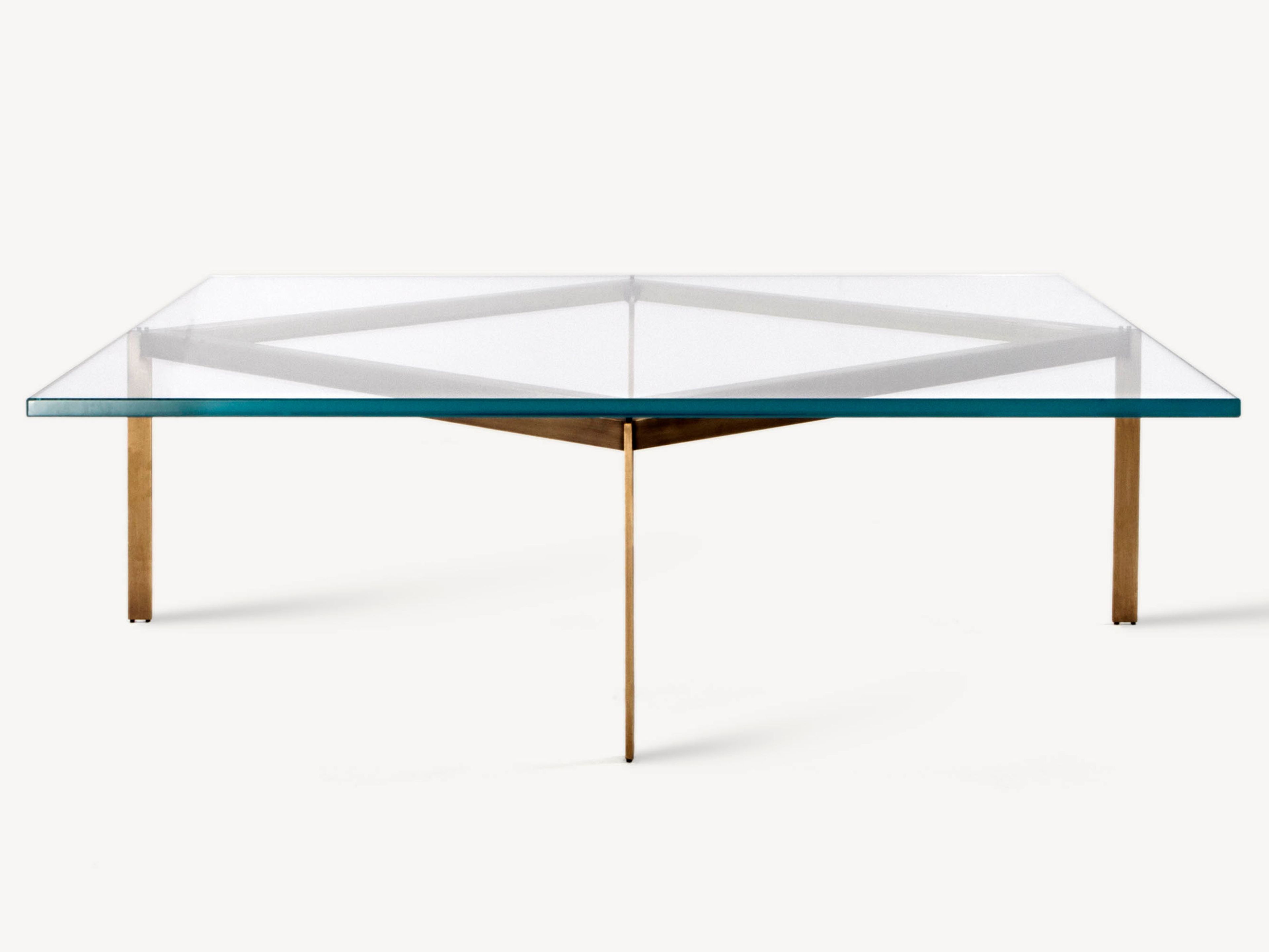 Квадратный стеклянный журнальный столик с металлическим основанием BassamFellows ARCH-00123398