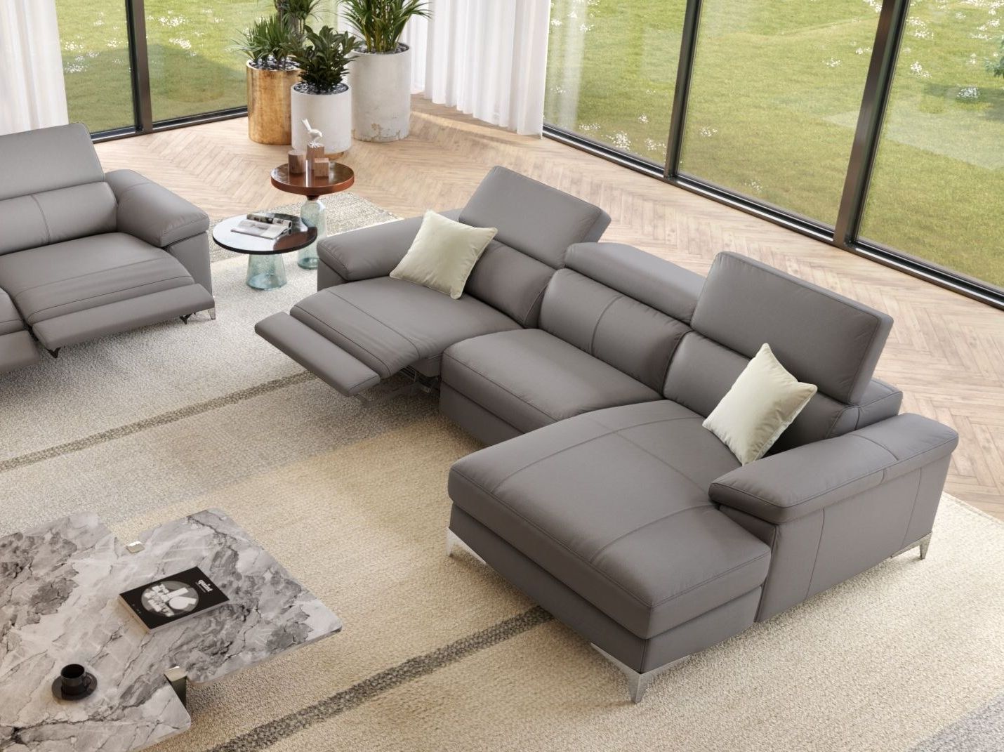 Кожаный диван с полуостровом Sofanella Venosa ARCH-00079818 - Вид №1