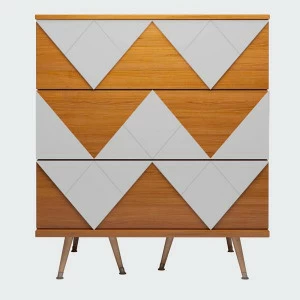 Комод с деревянными ножками и 3 ящиками белый Lady Woo WOODI  00-3965960 Бежевый;дуб сонома;белый