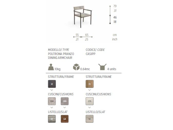 Штабелируемый садовый стул с подлокотниками Talenti Casilda ARCH-00076084 - Вид №3