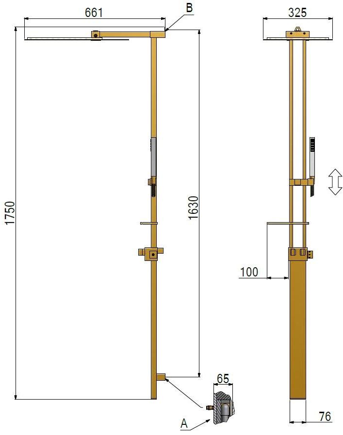 tender rain Настенная душевая стойка из латуни с ручным душем Jetto sun-id-1433119 - Вид №5