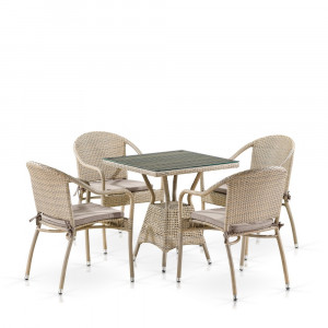 T706/Y480C-W85 Latte 4Pcs Комплект плетеной мебели T706/Y480C-W85 Latte (4+1) Afina