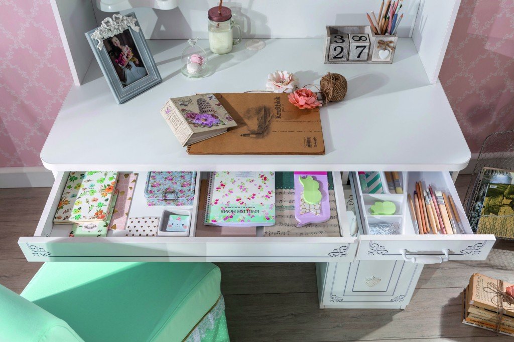 Письменный стол белый с ящиками и дверцей 113 см Selena CILEK SELENA 00-3832448 Белый Santreyd - Вид №1