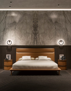 Круглый кожаный прикроватный столик