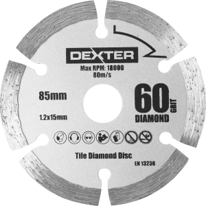 Диск алмазный по керамике Dexter сегментный 85х1.2 мм