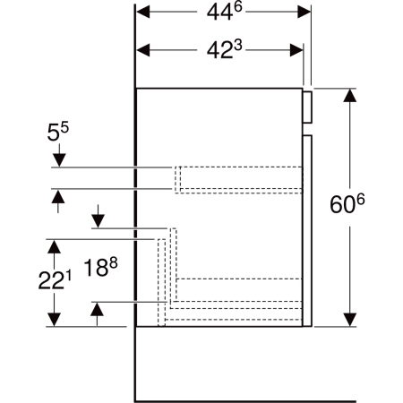 501.907.00.1 Шкафчик для раковины Geberit Renova Plan, с одним выдвижным ящиком и одним внутренним выдвижным ящиком Geberit  - Вид №56