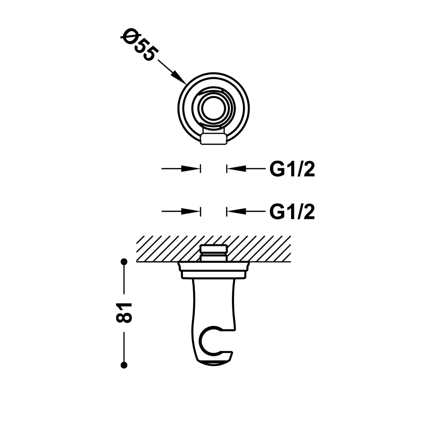 Фиксированная опора TRES CLASIC с подачей воды для ручного душа и шланга-24218201 TRES RICAMBI - Вид №1