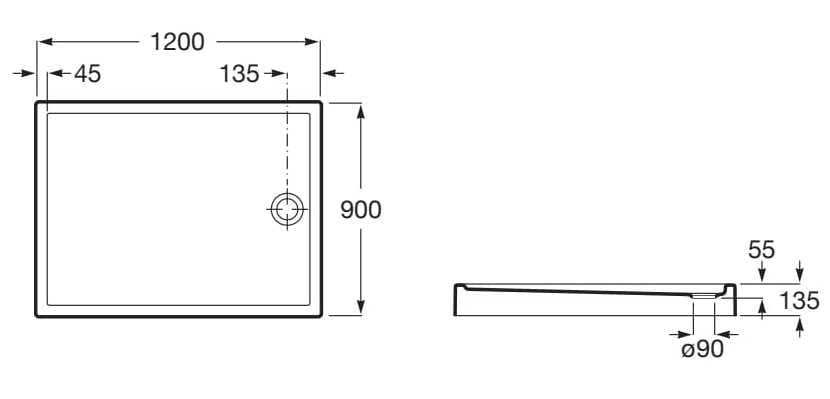 Прямоугольный акриловый поддон для душа Roca GRANADA 2762 / 2763 ARCH-00004013 - Вид №7