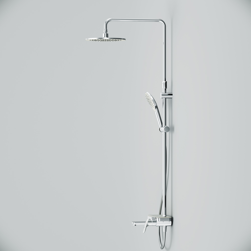 F0780700 душ.система: см-ль-полка д/ванны/душа душ.штанга 1030-1460мм верхний душ 220 мм ру AM.PM Like - Вид №9