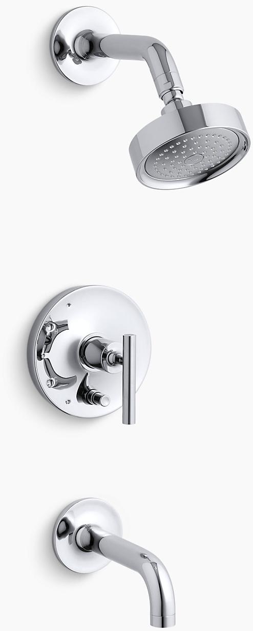 KOHLER Набор для уравновешивающей ванны и душа Purist Rite-Temp с кнопочным переключателем, 7-3 / 4 K-T14421-4-SN  - Вид №1