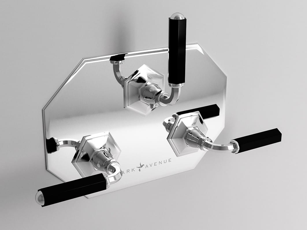 Встраиваемый смеситель для душа с 3 отверстиями и переключателем Park Avenue Dark Black ARCH-00114330 - Вид №1