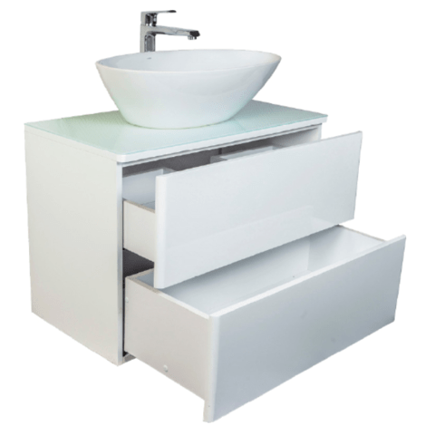 Тумба Otto 75 см., цвет белый. 2 ящика. Закруглённые бока у фасадов. Хром ORANGE sun-id-1516944 - Вид №1