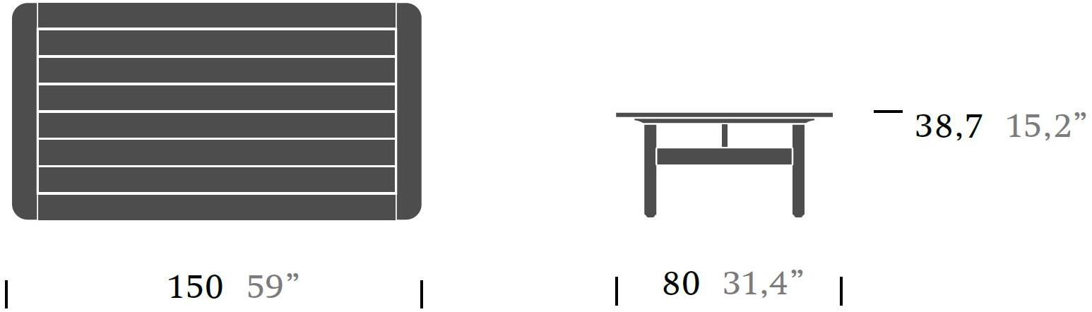 Kettal Низкий прямоугольный журнальный столик из тика Riva #26740 - Вид №4