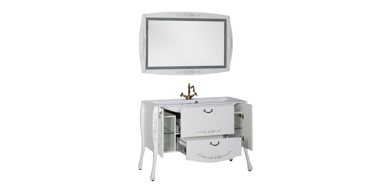 Комплект мебели Aquanet Виктория 120 белый/золото 00184413 - Вид №2