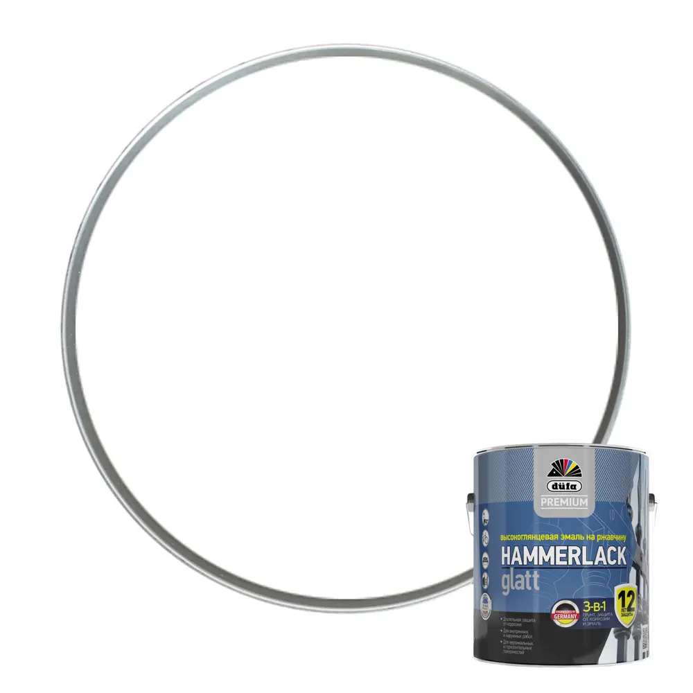 Эмаль по ржавчине 3 в 1 Dufa Hammerlack гладкая цвет белый 2.5 л STLM-2031240